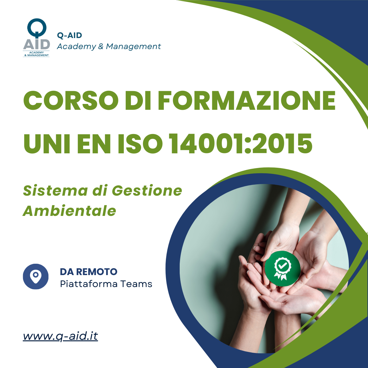CORSO DI FORMAZIONE UNI EN ISO 14001:2015 – SISTEMA DI GESTIONE AMBIENTALE - 24 ORE