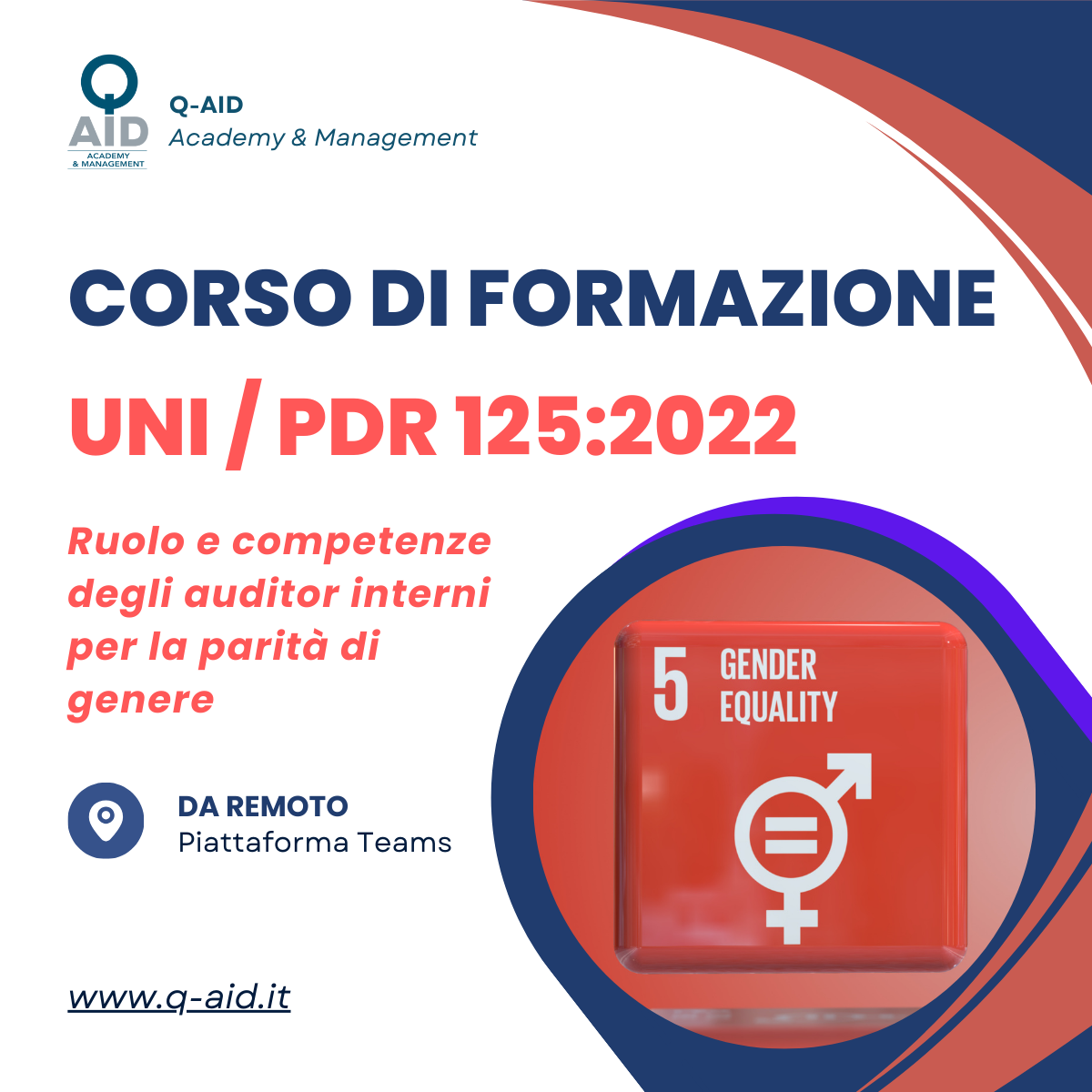 CORSO UNI/PdR 125: RUOLO E COMPETENZE DEGLI AUDITOR INTERNI PER LA PARITÀ DI GENERE- 12 ORE